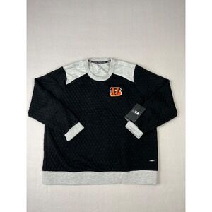Cincinnati Bengals Sweatshirt Womens 2XL Black Gray Quilted NFL Pullover Sweater
